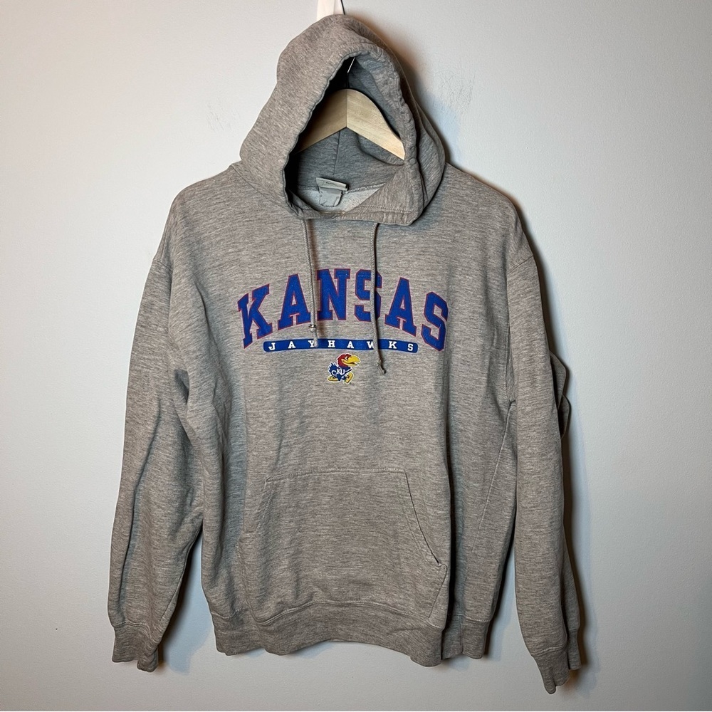Kansas Jayhawks Hoodie Men’s M Gray Sweatshirt OVB Old Varsity Brand NCAA